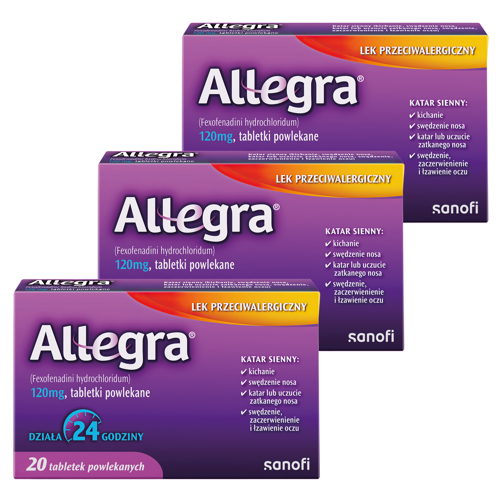 Allegra, 120 mg, tabletki powlekane, 3 x 20 sztuk zdjęcie