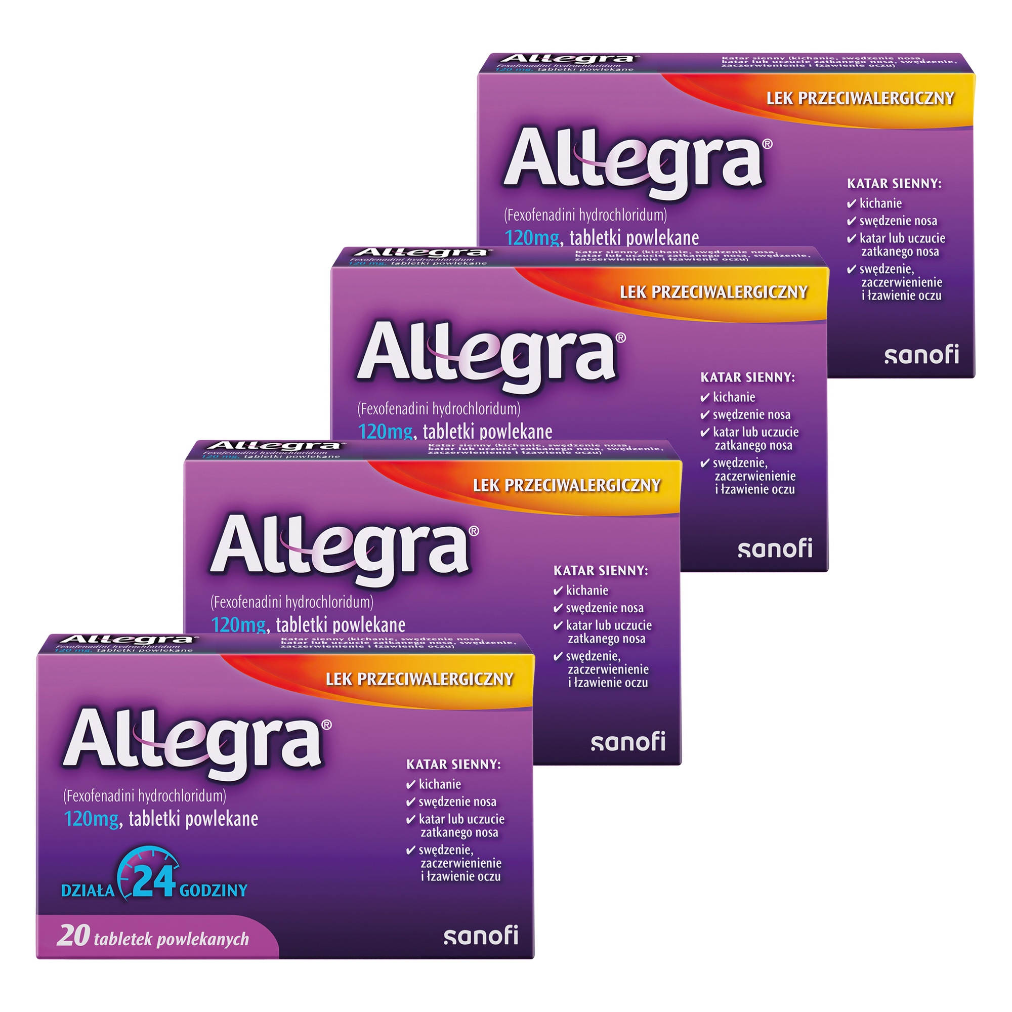 Allegra, 120 mg, tabletki powlekane, 4 x 20 sztuk zdjęcie