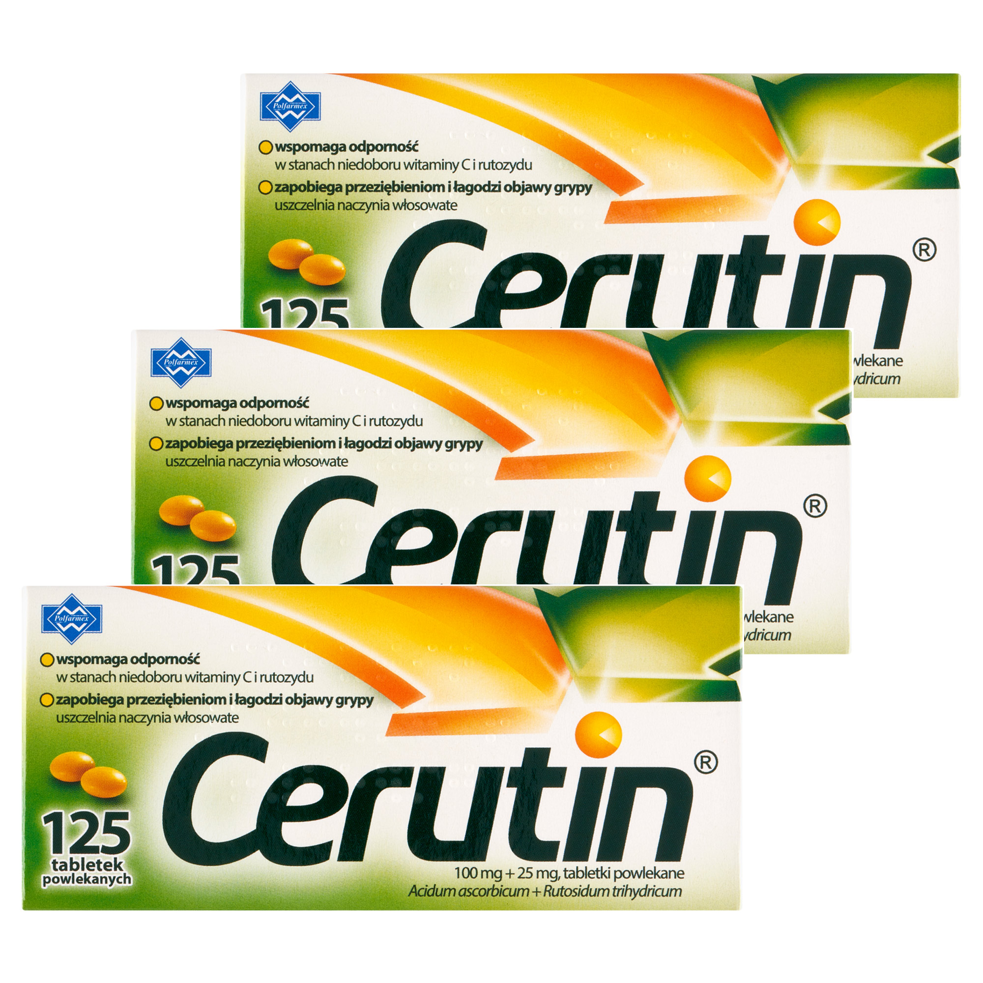 Cerutin, 100 mg+25 mg, tabletki powlekane, 3 x 125 sztuk zdjęcie