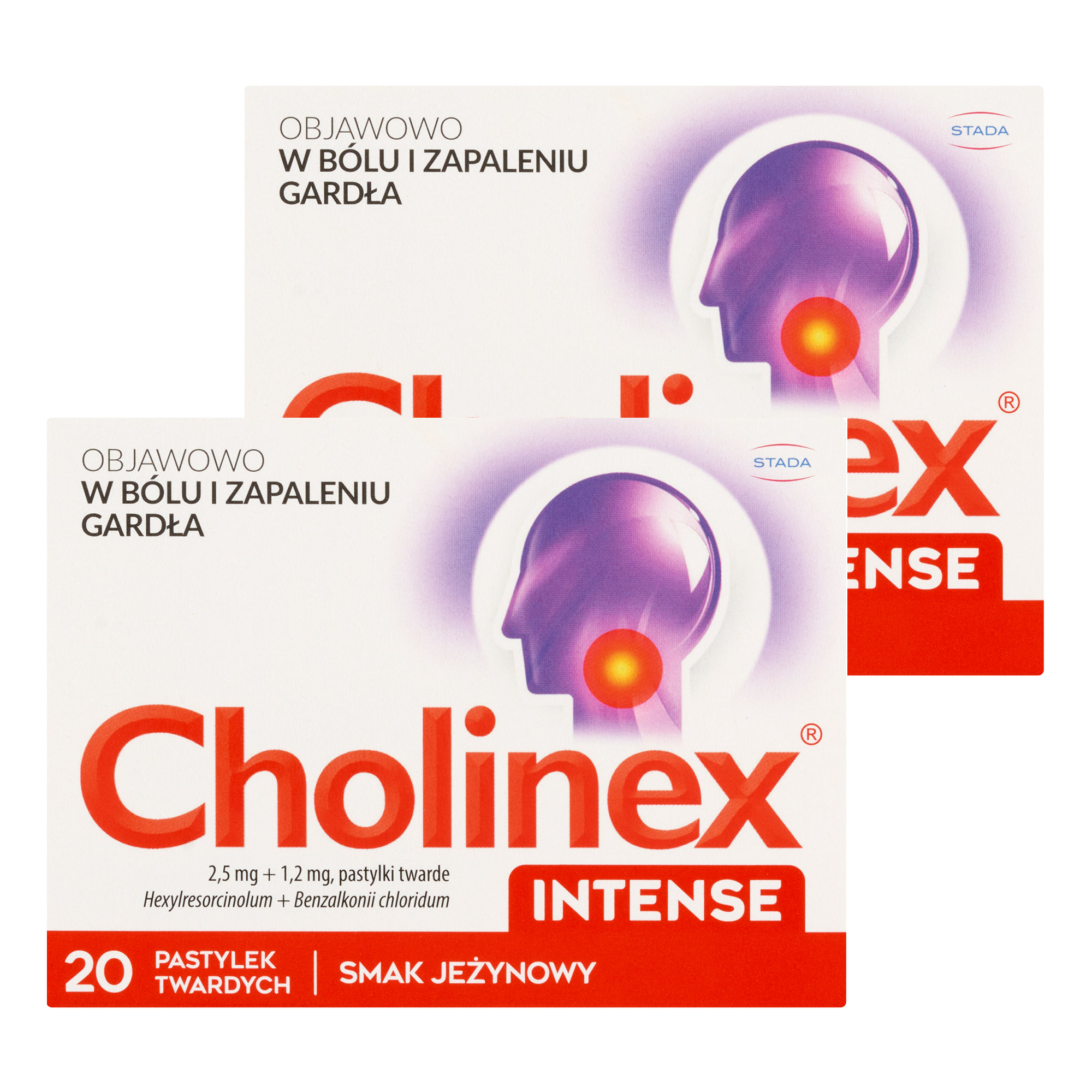 Cholinex Intense 2,5 mg + 1,2 mg smak jeżynowy pastylki do ssania, 2 x 20 sztuk zdjęcie