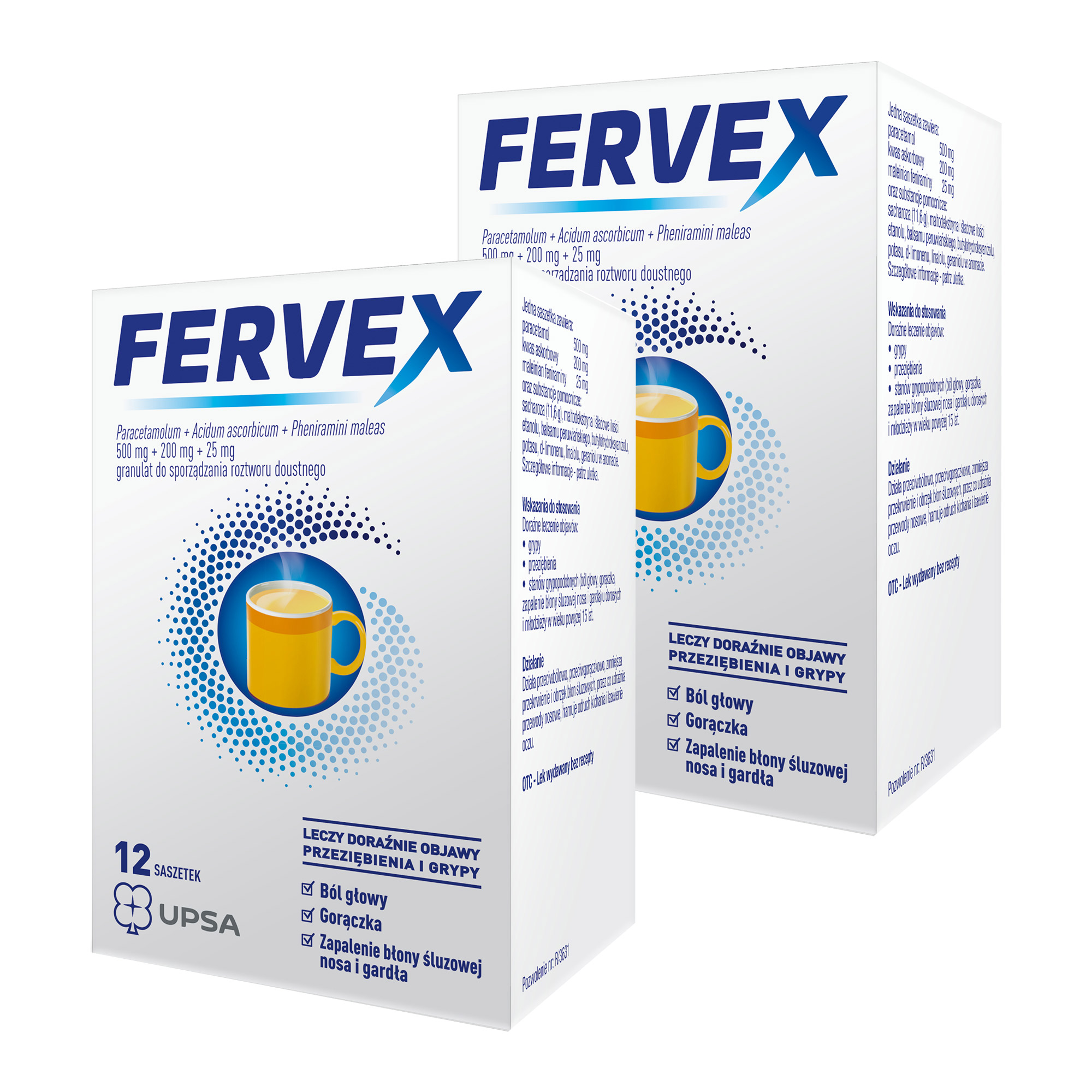 FERVEX smak cytrynowy, saszetki, 2 x 12 sztuk zdjęcie