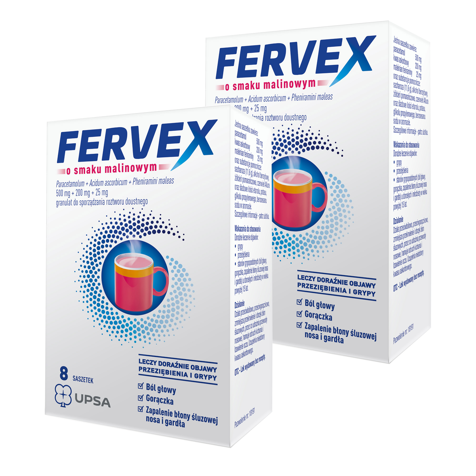 Fervex o smaku malinowym, saszetki, 2 x 8 sztuk zdjęcie