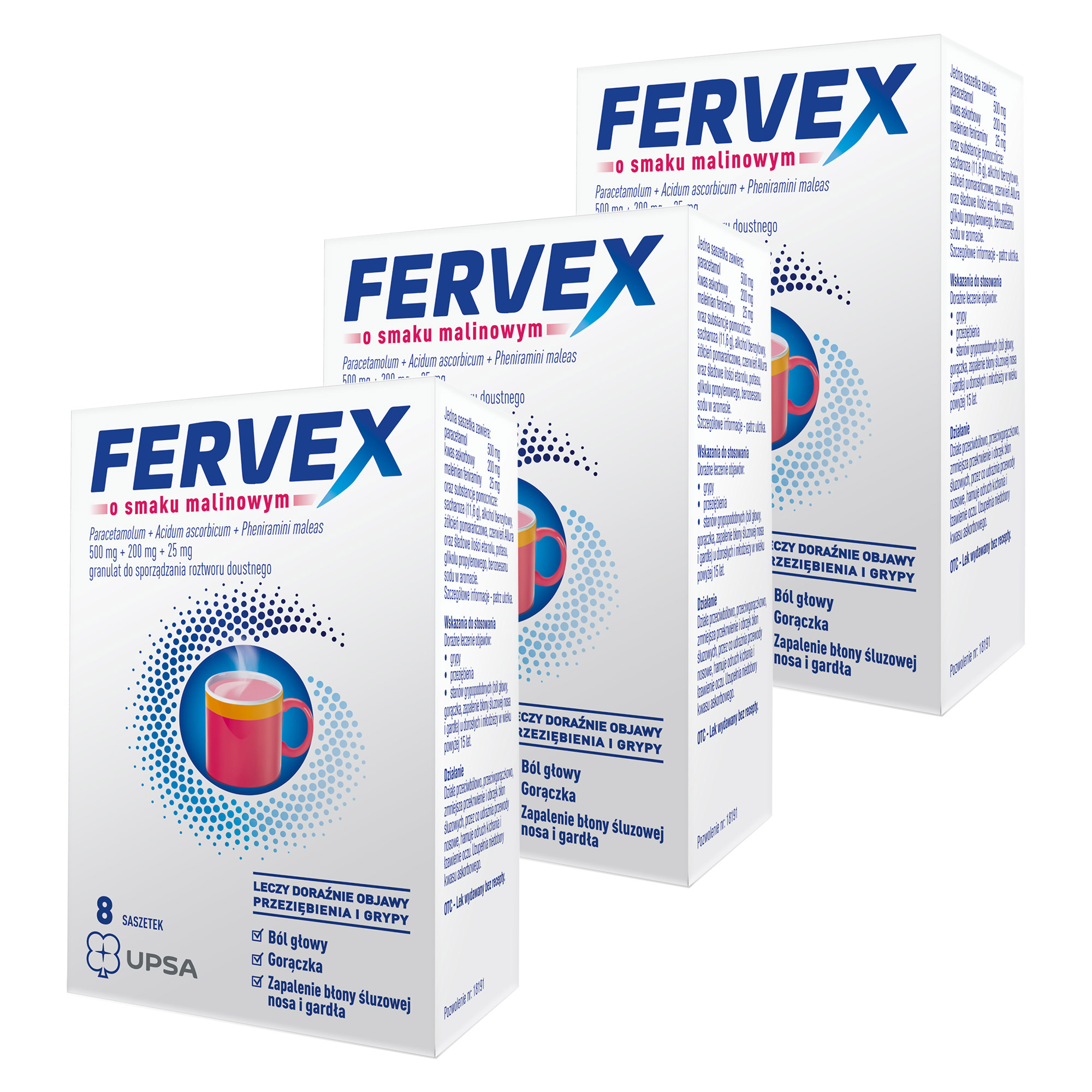 Fervex o smaku malinowym, saszetki, 3 x 8 sztuk zdjęcie