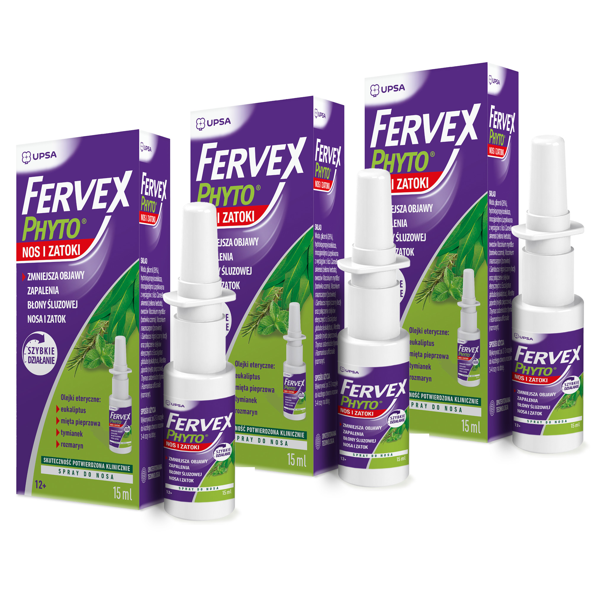 Fervex Phyto nos i zatoki spray, 3 x 15 ml zdjęcie