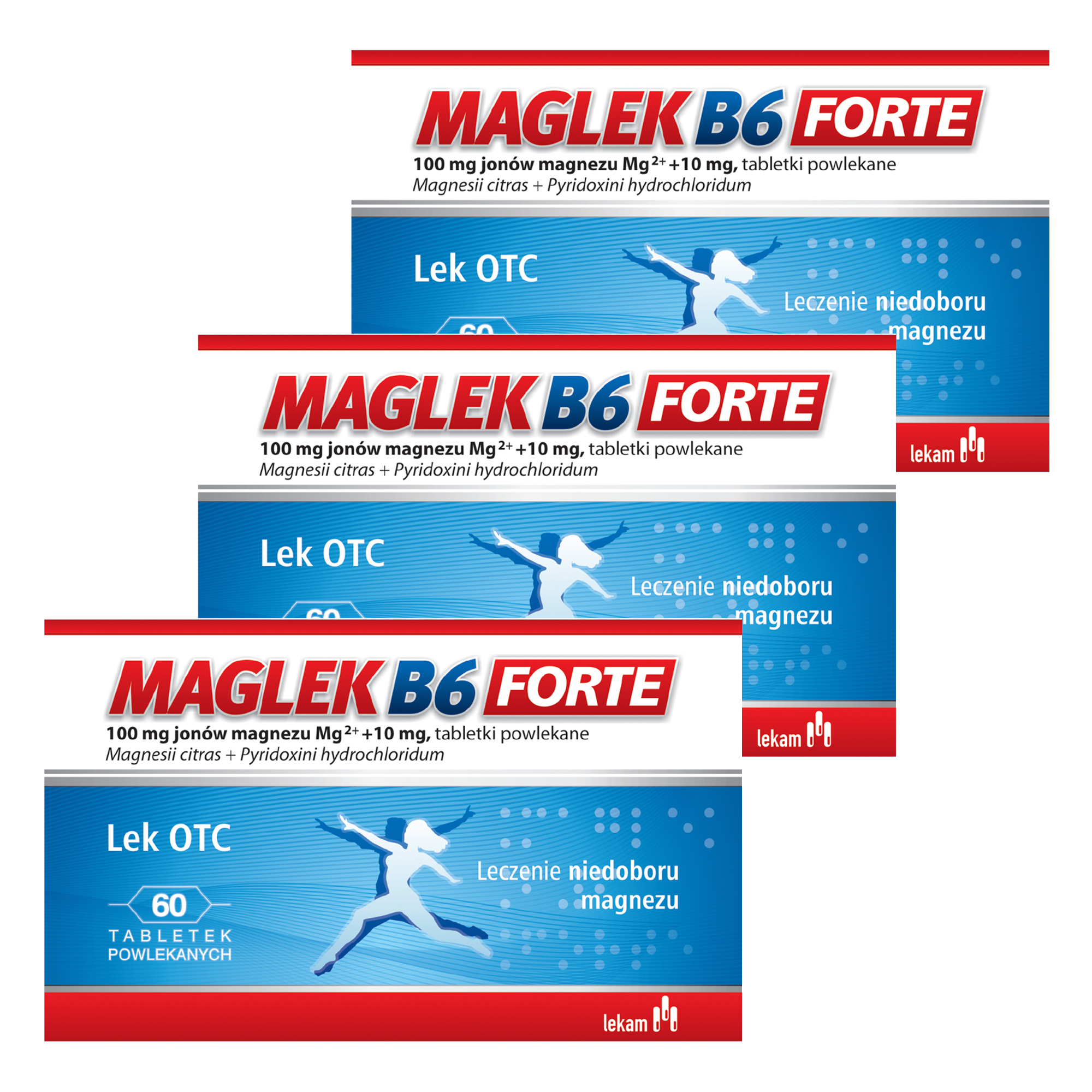Maglek B6 Forte, 100 mg+10 mg, tabletki powlekane, 3 x 60 sztuk zdjęcie