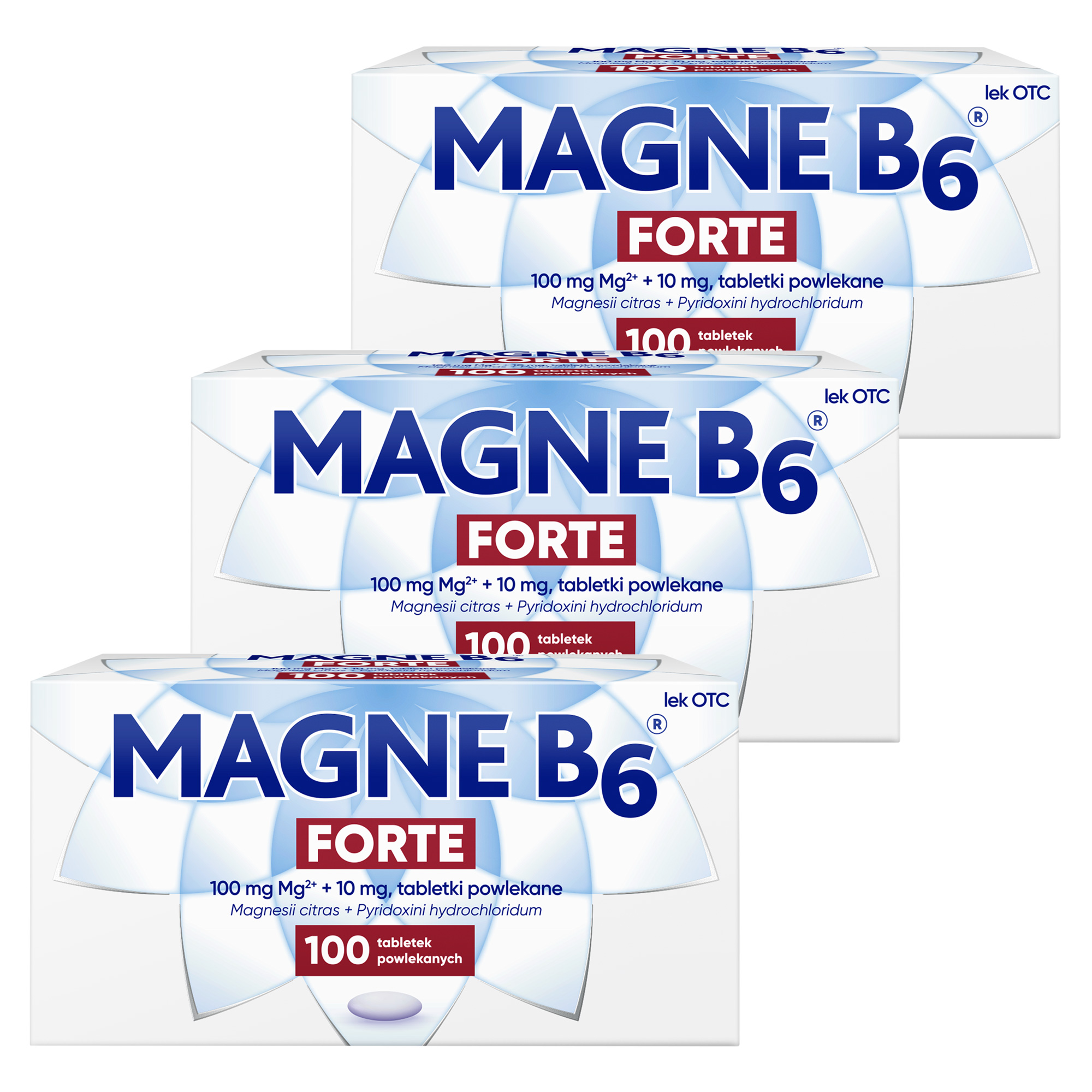 Magne B6 Forte, 100 mg+10 mg, tabletki powlekane, 3 x 100 sztuk zdjęcie