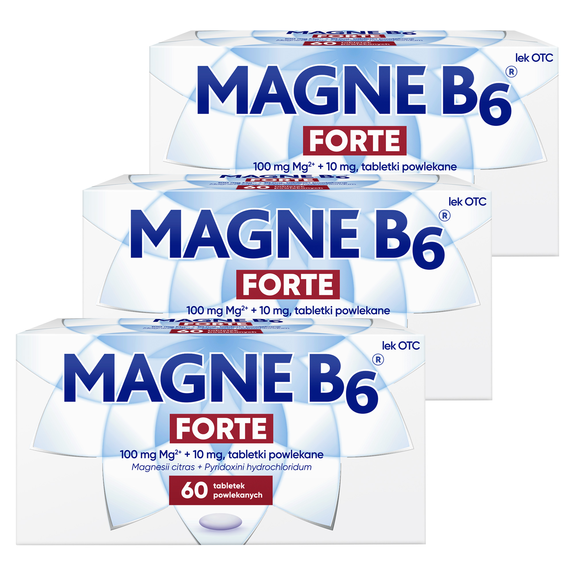 Magne B6 Forte, 100 mg+10 mg, tabletki powlekane, 3 x 60 sztuk zdjęcie