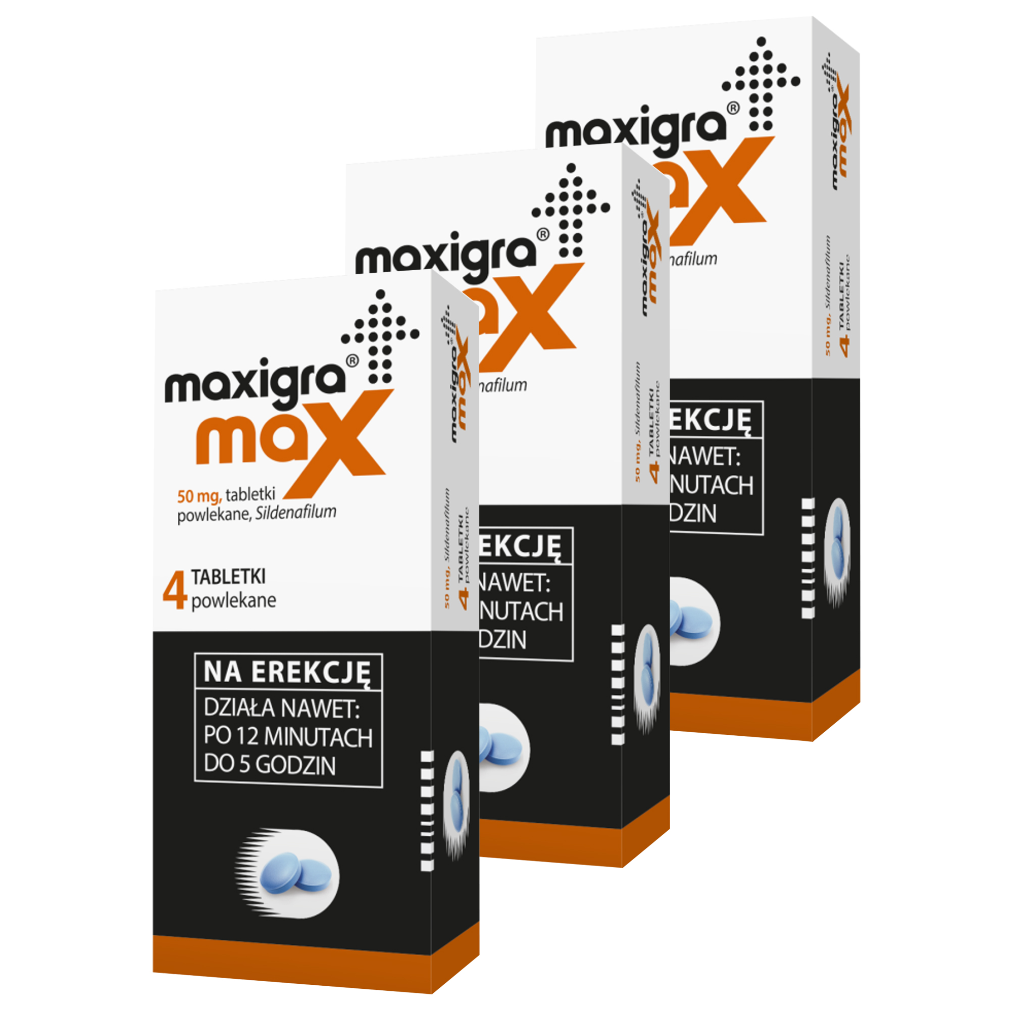 Maxigra Max, 50 mg, tabletki powlekane, 3 x 4 sztuki zdjęcie