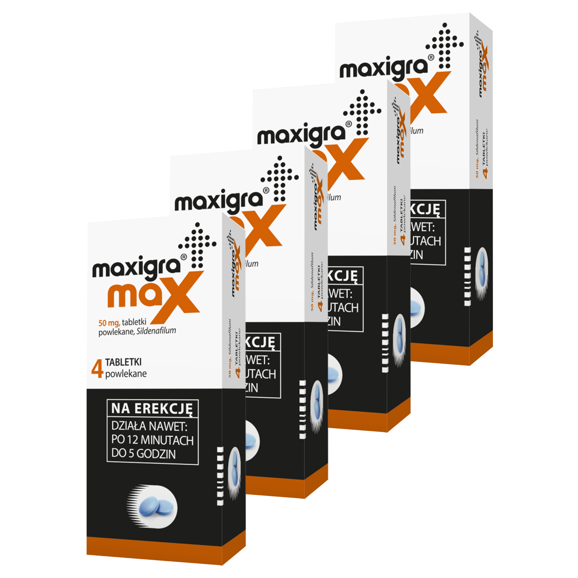 Maxigra Max, 50 mg, tabletki powlekane, 4 x 4 sztuki zdjęcie