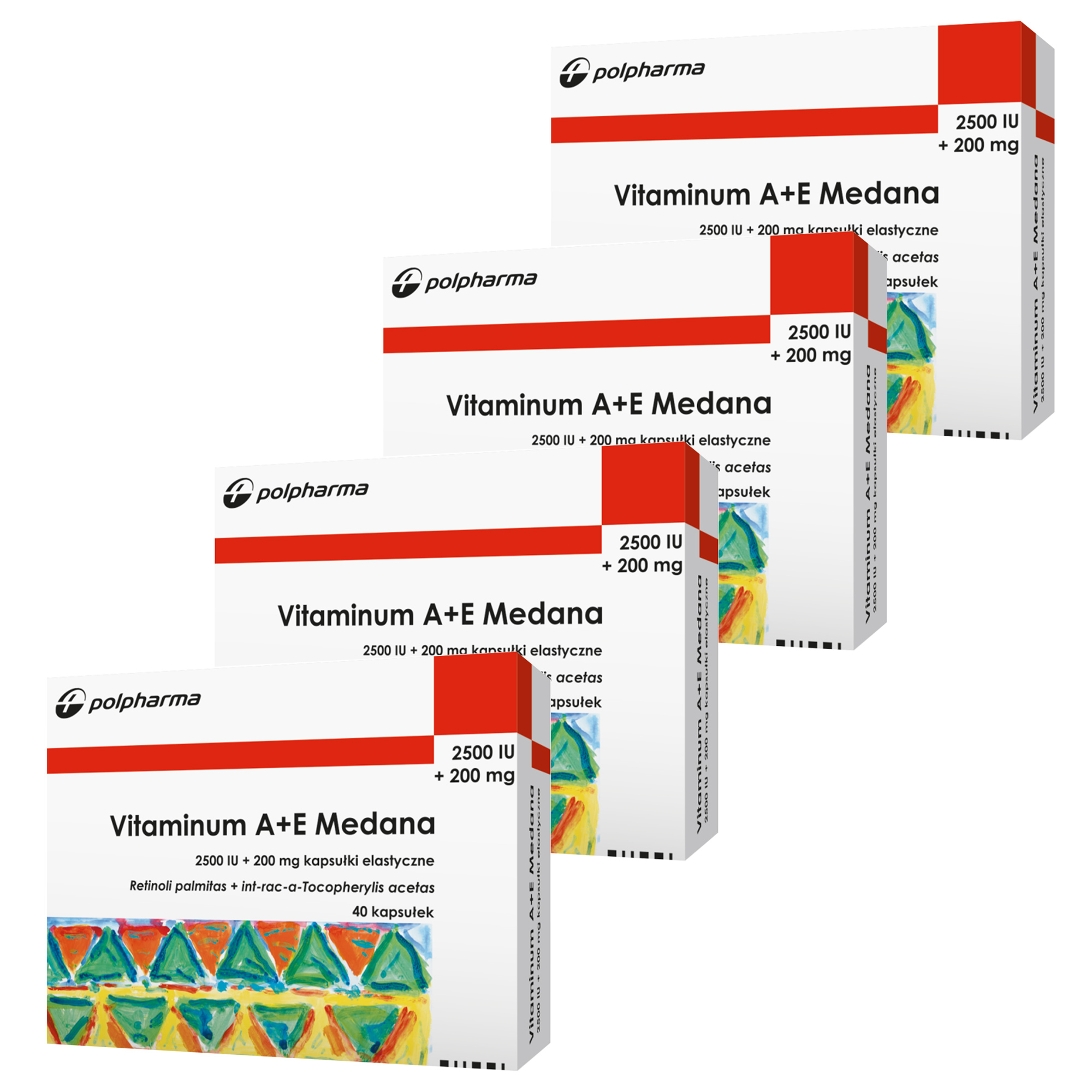 Vitaminum A+E Medana, 2500 j.m.A + 200 mg E, kapsułki, 4 x 40 sztuk zdjęcie