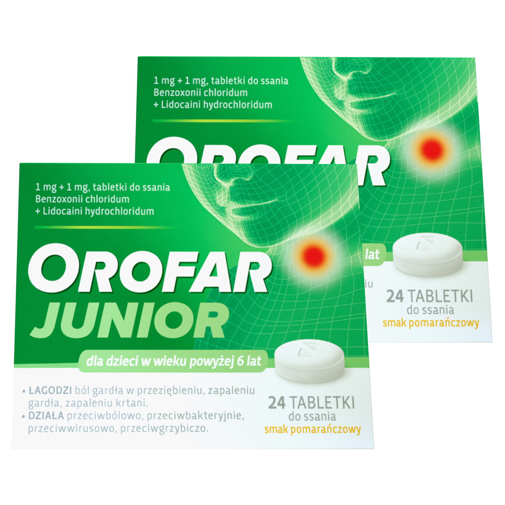 Orofar Junior, tabletki do ssania, 2 x 24 sztuki zdjęcie