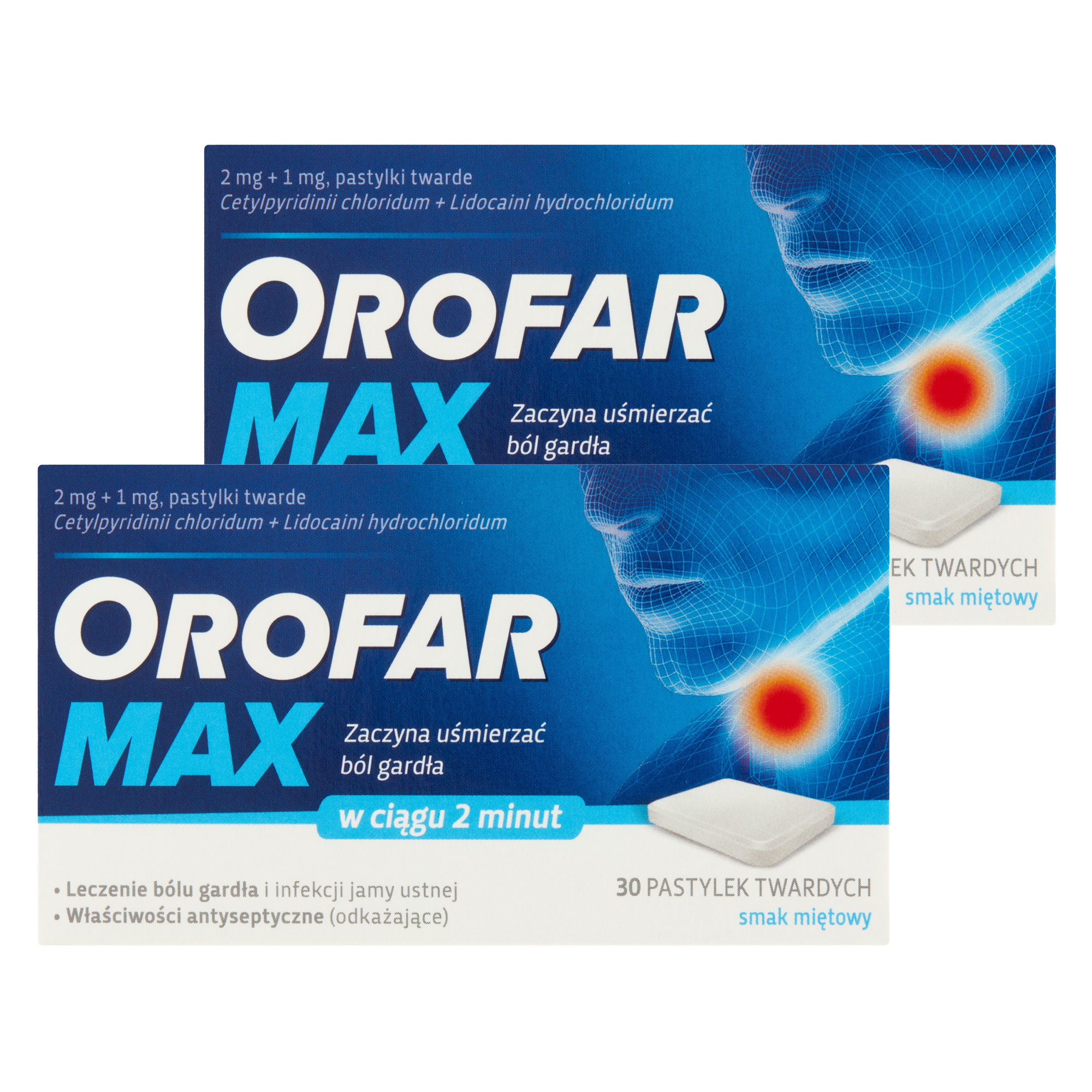 Orofar MAX, 2 mg+1 mg, pastylki twarde, 2 x 30 sztuk zdjęcie